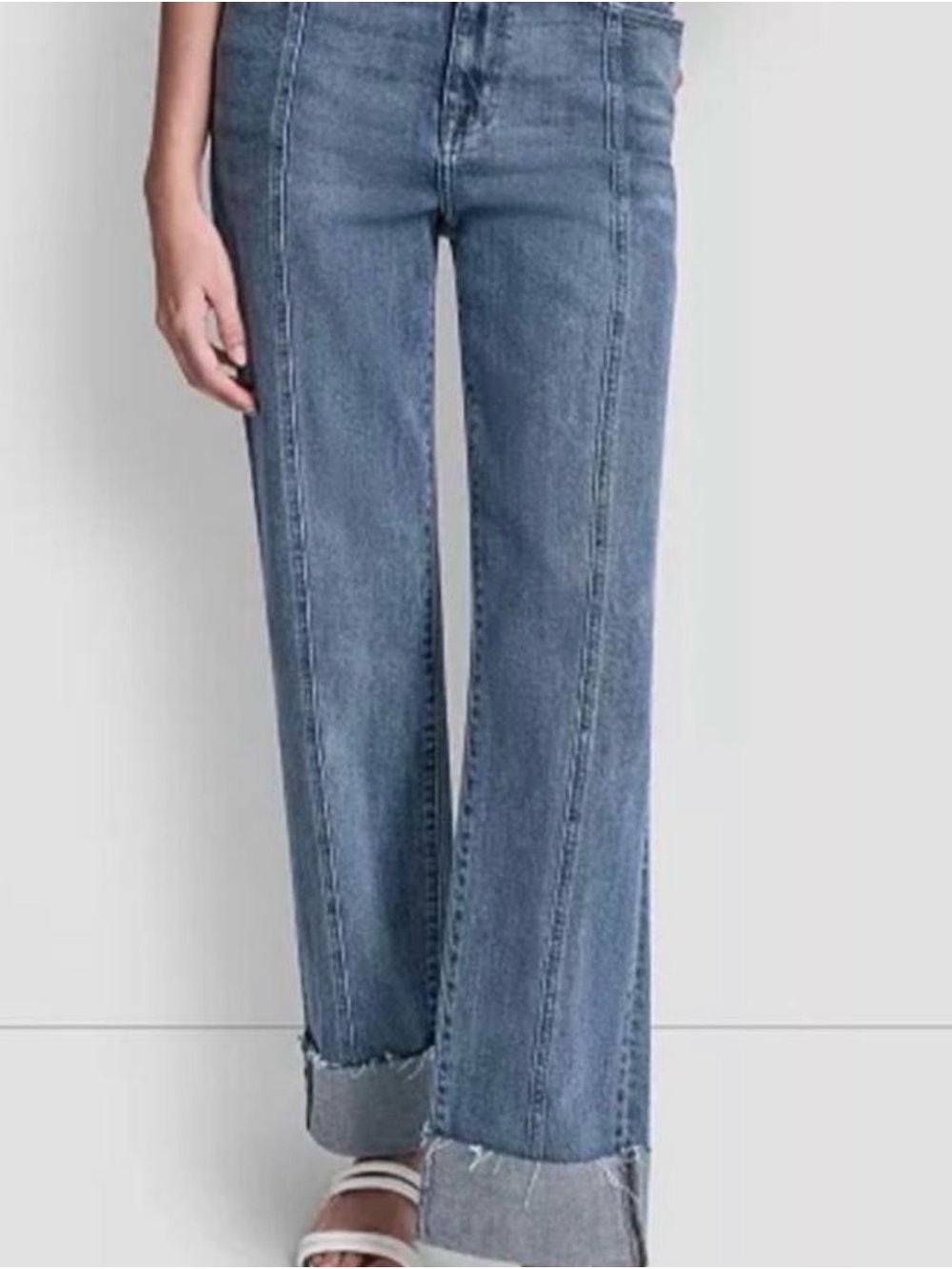 NWT DKNY Jeans High Rise Classic Straight Leg Seamed Denim 24
